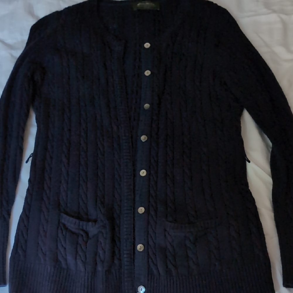 Eddie Bauer Women''s Navy Cable Knit Cardigan